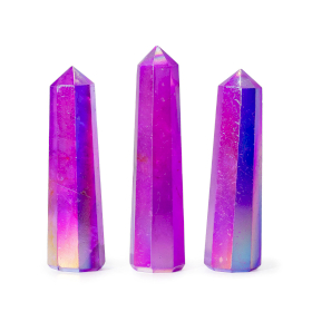 3x Pontas Obelisco de Pedras Naturais - Quartzo Aura Roxo