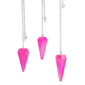 Pêndulo de Seis Lados – Cristal Aurora Rosa – 4 cm