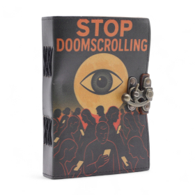 Caderno de Couro Estampado - Pare de Fazer Doomscrolling