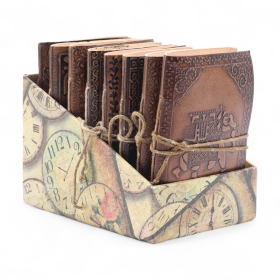 8x Cadernos de Couro Esotéricos Médios Sortidos (12x9cm) - Expositor