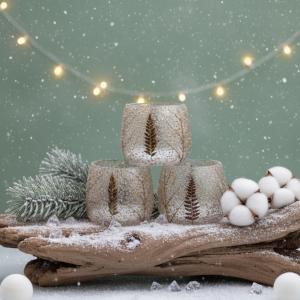 Distribuido de Vidro Floral Natural – Castiçal Cilíndrico – Pinho